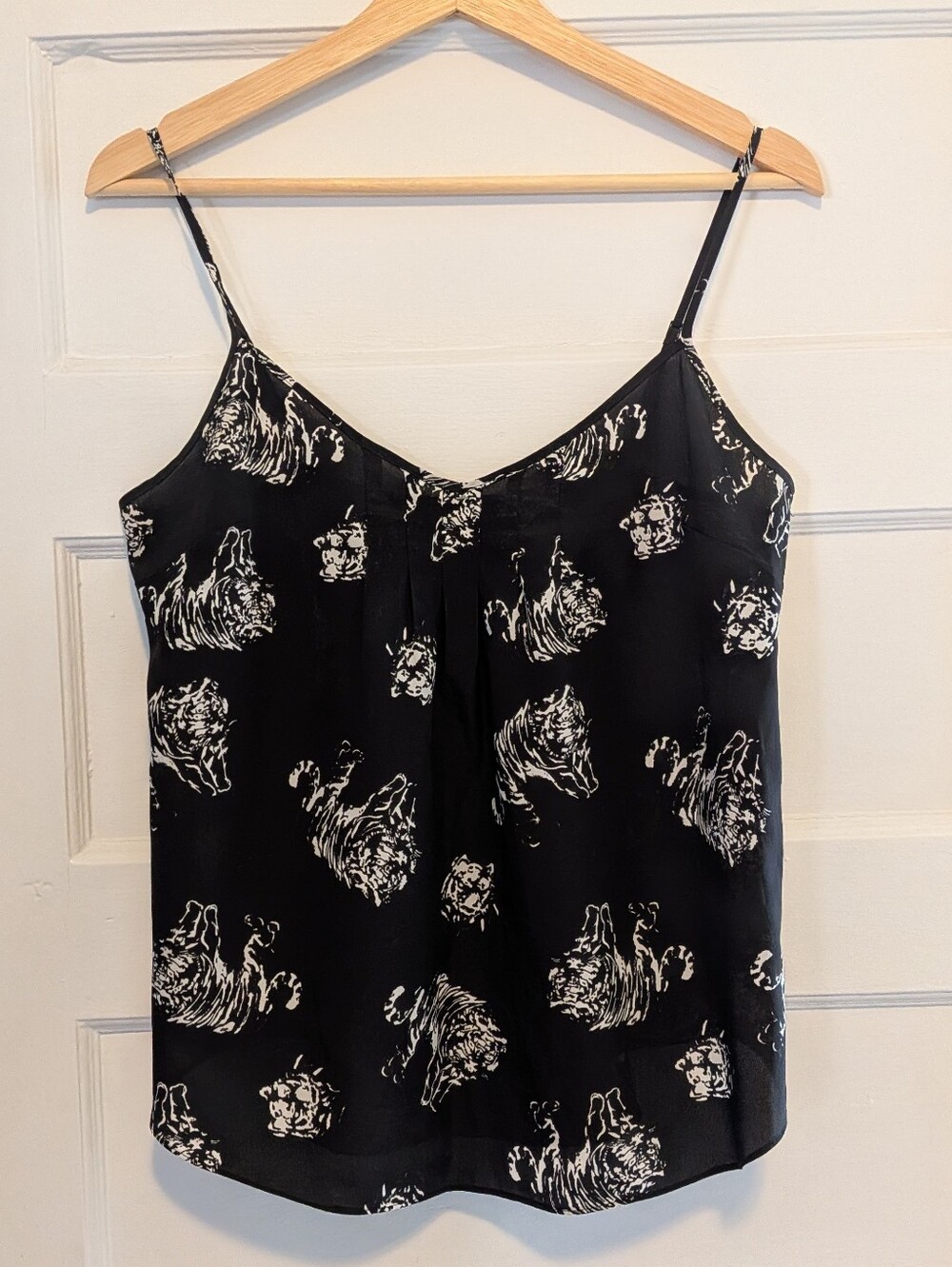 Talula Black Cami with White Graphic Floral Print